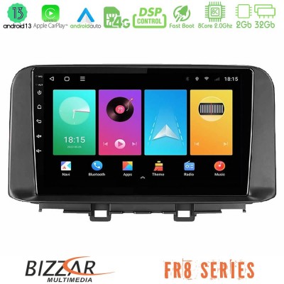 Bizzar FR8 Series Hyundai Kona 2018-2023 8core Android13 2+32GB Navigation Multimedia Tablet 9