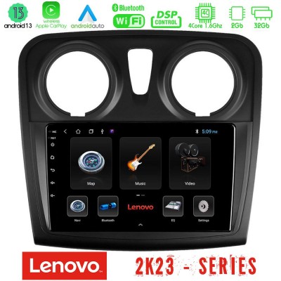 Lenovo Car Pad Dacia Sandero 2014-2020 4Core Android 13 2+32GB Navigation Multimedia Tablet 9