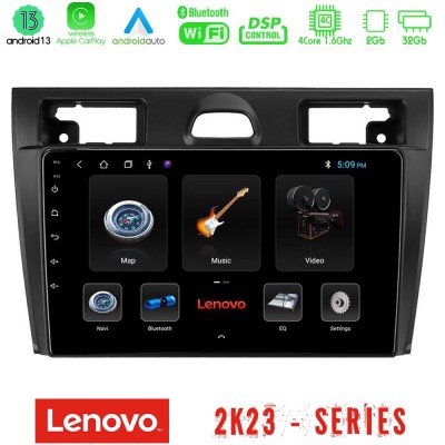 Lenovo Car Pad Ford Fiesta 2006-2008 4Core Android 13 2+32GB Navigation Multimedia Tablet 9