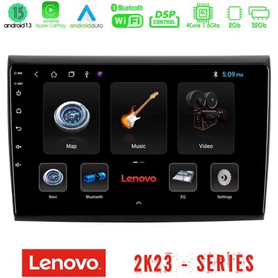 Lenovo Car Pad Fiat Bravo 4Core Android 13 2+32GB Navigation Multimedia Tablet 9