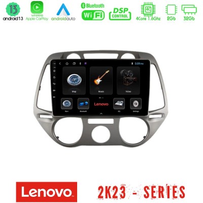 Lenovo Car Pad Hyundai i20 2009-2012 Manual A/C 4Core Android 13 2+32GB Navigation Multimedia Tablet 9