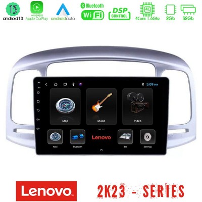 Lenovo Car Pad Hyundai Accent 2006-2011 4Core Android 13 2+32GB Navigation Multimedia Tablet 9