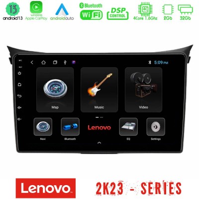 Lenovo Car Pad Hyundai i30 2012-2017 4Core Android 13 2+32GB Navigation Multimedia Tablet 9