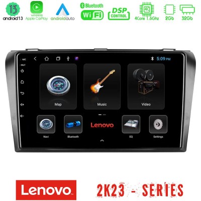 Lenovo Car Pad Mazda 3 2004-2009 4Core Android 13 2+32GB Navigation Multimedia Tablet 9