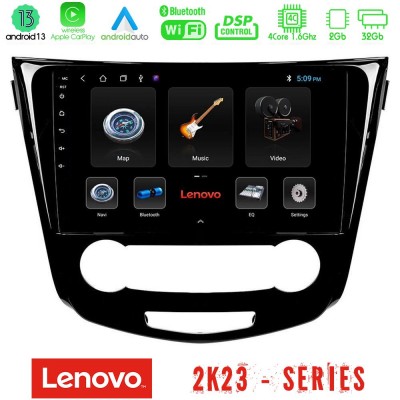 Lenovo Car Pad Nissan Qashqai J11 (Manual A/C) 4Core Android 13 2+32GB Navigation Multimedia Tablet 10