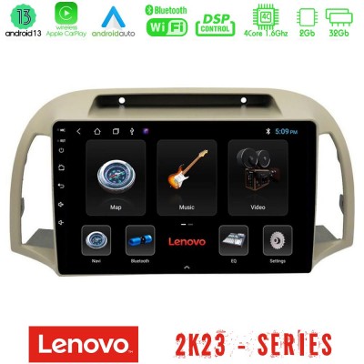 Lenovo Car Pad Nissan Micra K12 2002-2010 4Core Android 13 2+32GB Navigation Multimedia Tablet 9