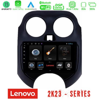 Lenovo Car Pad Nissan Micra 2011-2014 4Core Android 13 2+32GB Navigation Multimedia Tablet 9