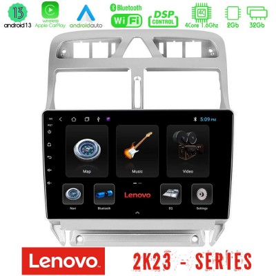 Lenovo Car Pad Peugeot 307 2002-2008 4Core Android 13 2+32GB Navigation Multimedia Tablet 9