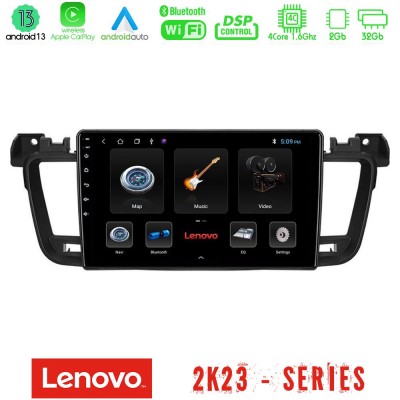 Lenovo Car Pad Peugeot 508 2010-2018 4Core Android 13 2+32GB Navigation Multimedia Tablet 9