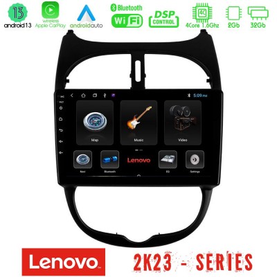 Lenovo Car Pad Peugeot 206 4Core Android 13 2+32GB Navigation Multimedia Tablet 9