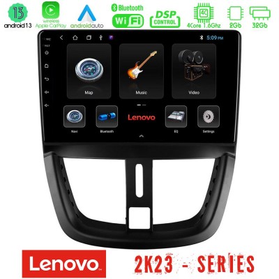Lenovo Car Pad Peugeot 207 4Core Android 13 2+32GB Navigation Multimedia Tablet 9