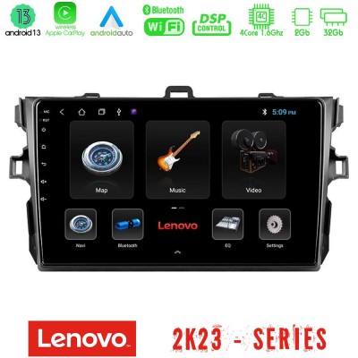 Lenovo Car Pad Toyota Corolla 2007-2012 4Core Android 13 2+32GB Navigation Multimedia Tablet 9