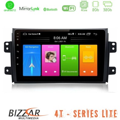 Bizzar 4T Series Suzuki SX4 2006-2014 Fiat Sedici 2006-2014 4Core Android12 2+32GB Navigation Multimedia Tablet 9