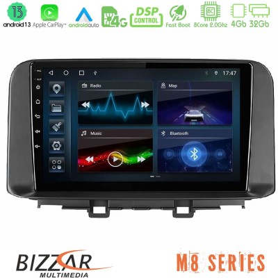 Bizzar M8 Series Hyundai Kona 2018-2023 8Core Android13 4+32GB Navigation Multimedia Tablet 9
