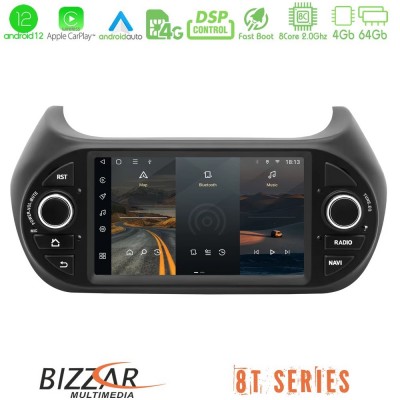 Bizzar OEM Fiat Fiorino/Citroen Nemo/Peugeot Bipper 8core Android12 4+32GB Navigation Multimedia Deckless 7