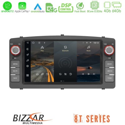 Bizzar OEM Toyota Corolla 2002-2006 8core Android12 4+32GB Navigation Multimedia Deckless 7