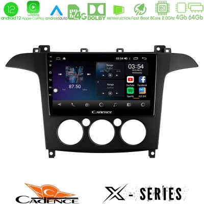 Cadence X Series Ford S-Max 2006-2008 (manual A/C) 8core Android12 4+64GB Navigation Multimedia Tablet 9