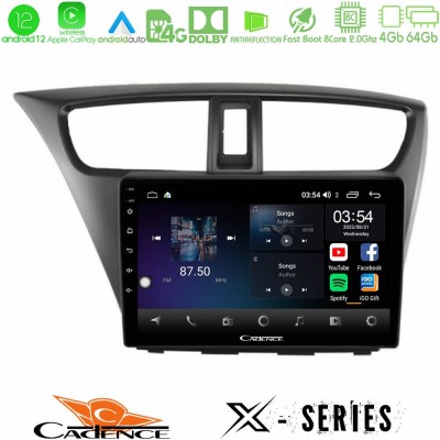 Cadence X Series Honda Civic Hatchback 2012-2015 8core Android12 4+64GB Navigation Multimedia Tablet 9