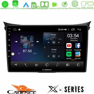 Cadence X Series Hyundai i30 2012-2017 8Core Android12 4+64GB Navigation Multimedia Tablet 9