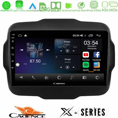 Cadence X Series Jeep Renegade 2015-2019 8core Android12 4+64GB Navigation Multimedia Tablet 9