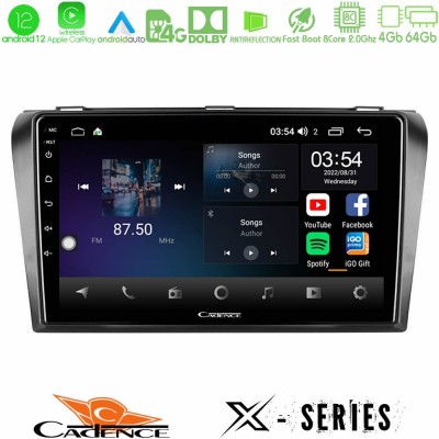 Cadence X Series Mazda 3 2004-2009 8core Android12 4+64GB Navigation Multimedia Tablet 9