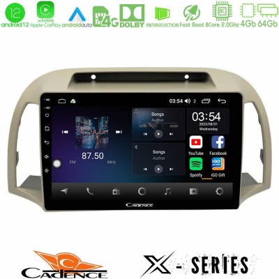 Cadence X Series Nissan Micra K12 2002-2010 8core Android12 4+64GB Navigation Multimedia Tablet 9