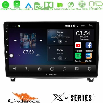 Cadence X Series Peugeot 407 8core Android12 4+64GB Navigation Multimedia Tablet 9