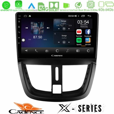Cadence X Series Peugeot 207 8core Android12 4+64GB Navigation Multimedia Tablet 9