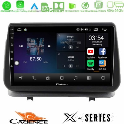 Cadence X Series Renault Clio 2005-2012 8core Android12 4+64GB Navigation Multimedia Tablet 9