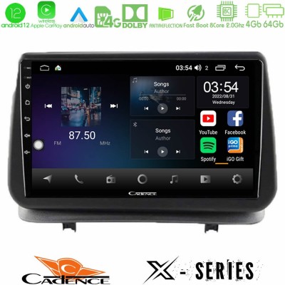 Cadence X Series Renault Clio 2005-2012 8core Android12 4+64GB Navigation Multimedia Tablet 9