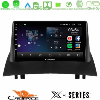 Cadence X Series Renault Megane 2 2002-2008 8Core Android12 4+64GB Navigation Multimedia Tablet 9