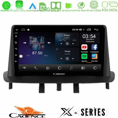 Cadence X Series Renault Megane 3 2009-2013 8Core Android12 4+64GB Navigation Multimedia Tablet 9
