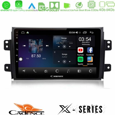 Cadence X Series Suzuki SX4 2006-2014 Fiat Sedici 2006-2014 8core Android12 4+64GB Navigation Multimedia Tablet 9