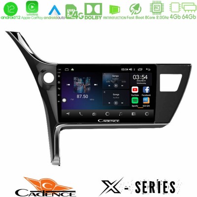 Cadence X Series Toyota Corolla 2017-2018 8core Android12 4+64GB Navigation Multimedia Tablet 10
