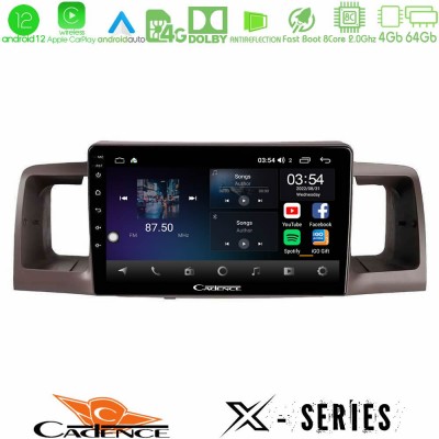 Cadence X Series Toyota Corolla 2002-2006 8Core Android12 4+64GB Navigation Multimedia Tablet 9