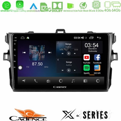 Cadence X Series Toyota Corolla 2007-2012 8core Android12 4+64GB Navigation Multimedia Tablet 9