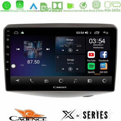 Cadence X Series Toyota Yaris 1999 - 2006 8core Android12 4+64GB Navigation Multimedia Tablet 9