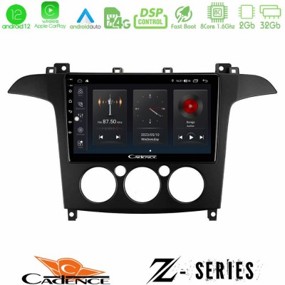 Cadence Z Series Ford S-Max 2006-2008 (manual A/C) 8core Android12 2+32GB Navigation Multimedia Tablet 9