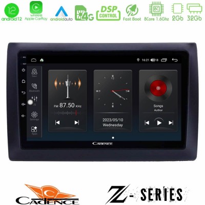 Cadence Z Series Fiat Stilo 8core Android12 2+32GB Navigation Multimedia Tablet 9