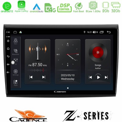 Cadence Z Series Fiat Bravo 8core Android12 2+32GB Navigation Multimedia Tablet 9