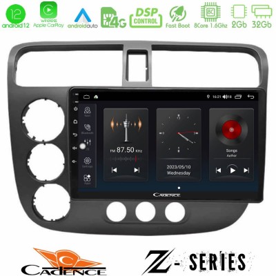 Cadence Z Series Honda Civic 2001-2005 8core Android12 2+32GB Navigation Multimedia Tablet 9
