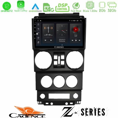 Cadence Z Series Jeep Wrangler 2008-2010 8core Android12 2+32GB Navigation Multimedia Tablet 9