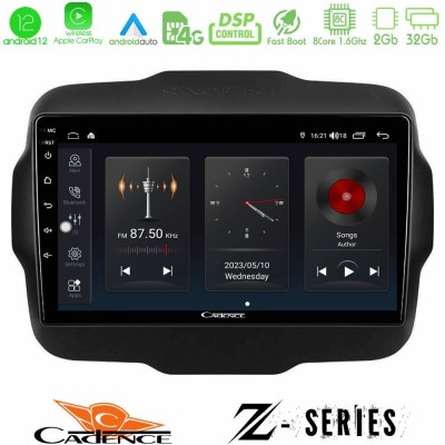 Cadence Z Series Jeep Renegade 2015-2019 8core Android12 2+32GB Navigation Multimedia Tablet 9