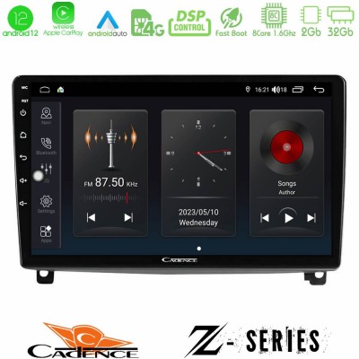 Cadence Z Series Peugeot 407 8core Android12 2+32GB Navigation Multimedia Tablet 9