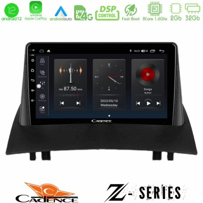 Cadence Z Series Renault Megane 2 2002-2008 8Core Android12 2+32GB Navigation Multimedia Tablet 9