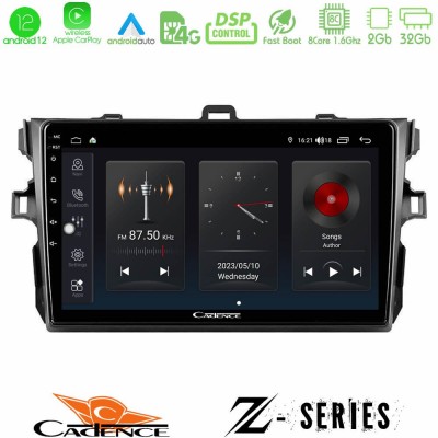 Cadence Z Series Toyota Corolla 2007-2012 8core Android12 2+32GB Navigation Multimedia Tablet 9