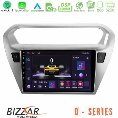 Bizzar D Series Citroën C-Elysée / Peugeot 301 8Core Android13 2+32GB Navigation Multimedia Tablet 9