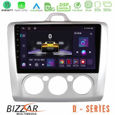 Bizzar D Series Ford Focus Manual AC 8core Android13 2+32GB Navigation Multimedia Tablet 9
