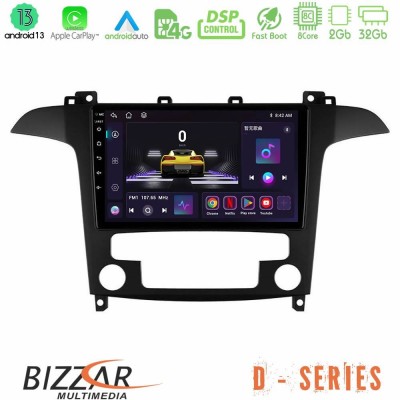 Bizzar D Series Ford S-Max 2006-2012 8core Android13 2+32GB Navigation Multimedia Tablet 9