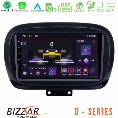 Bizzar D Series Fiat 500X 8core Android13 2+32GB Navigation Multimedia Tablet 9